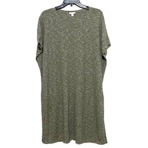 Pure‎ Jill Knit Shift Dress L Green Lagenlook Layering Earthy Goblincore Peasant